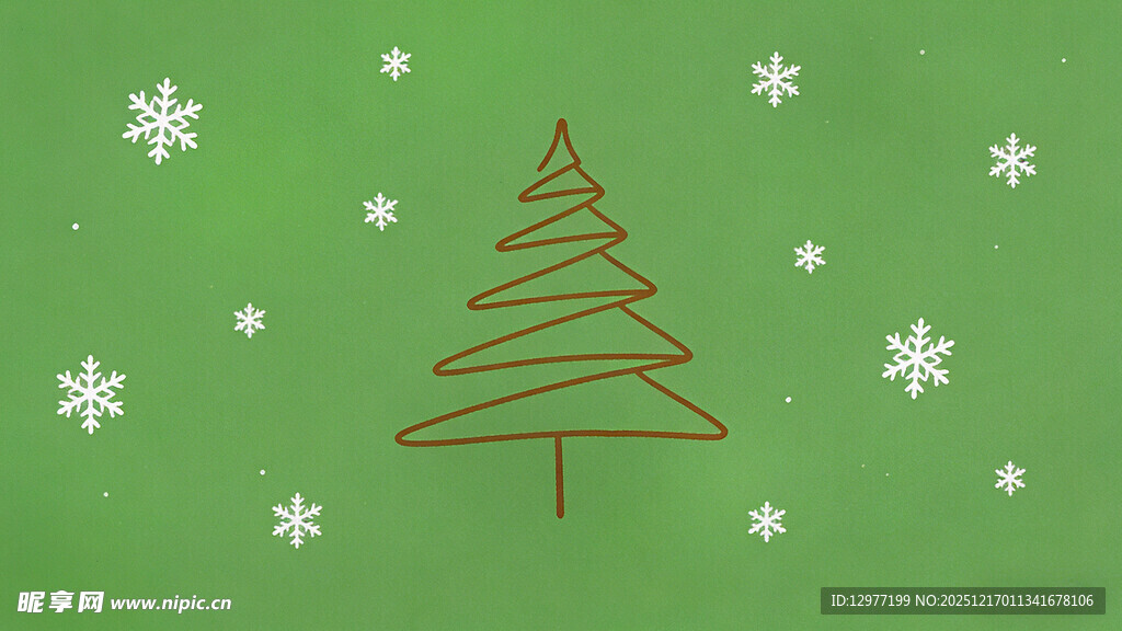 绿色背景上的简约圣诞树
