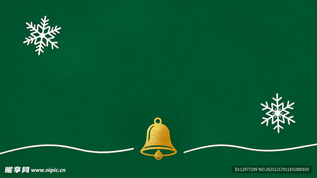 绿色背景上的圣诞铃铛