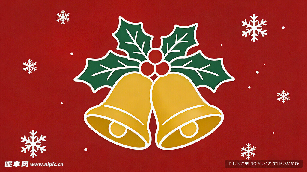 圣诞金铃装饰图案