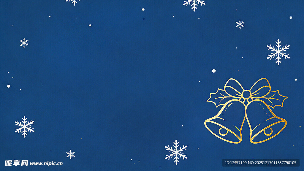 蓝色背景上的圣诞铃铛装饰