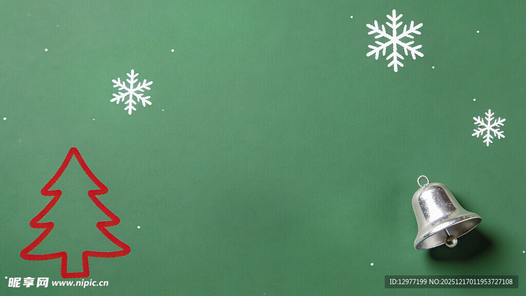 绿色背景上的圣诞装饰元素