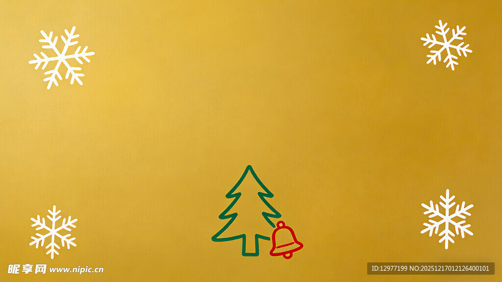 金色背景上的圣诞元素