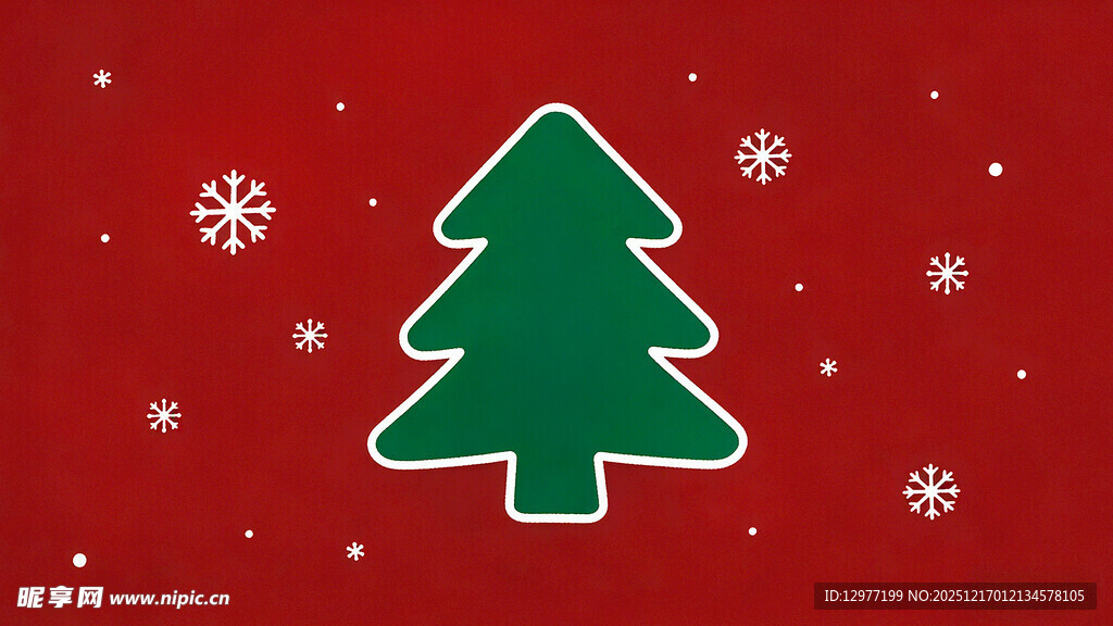 红色背景上的绿色圣诞树