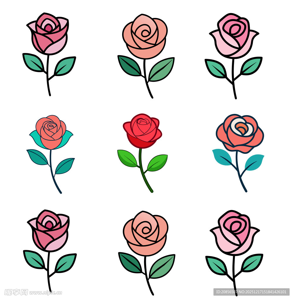 手绘玫瑰图案