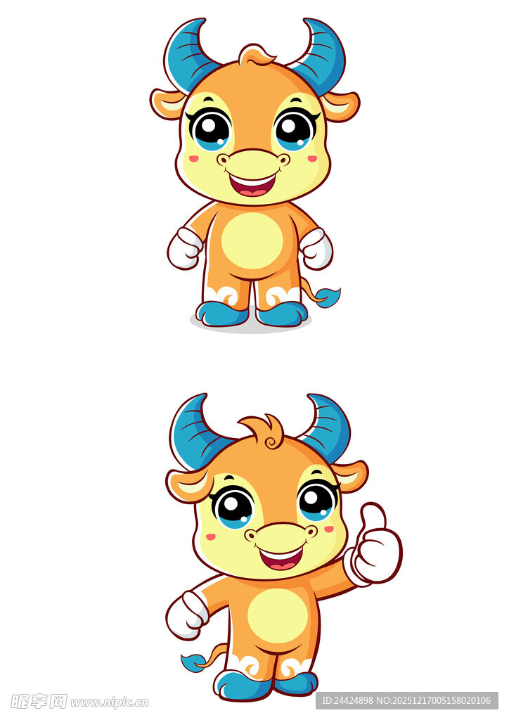 可爱卡通小牛形象展示