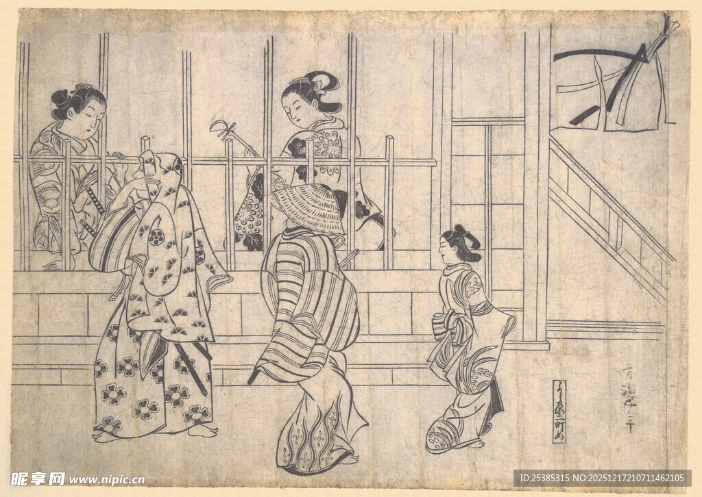 日本传统浮世绘人物场景