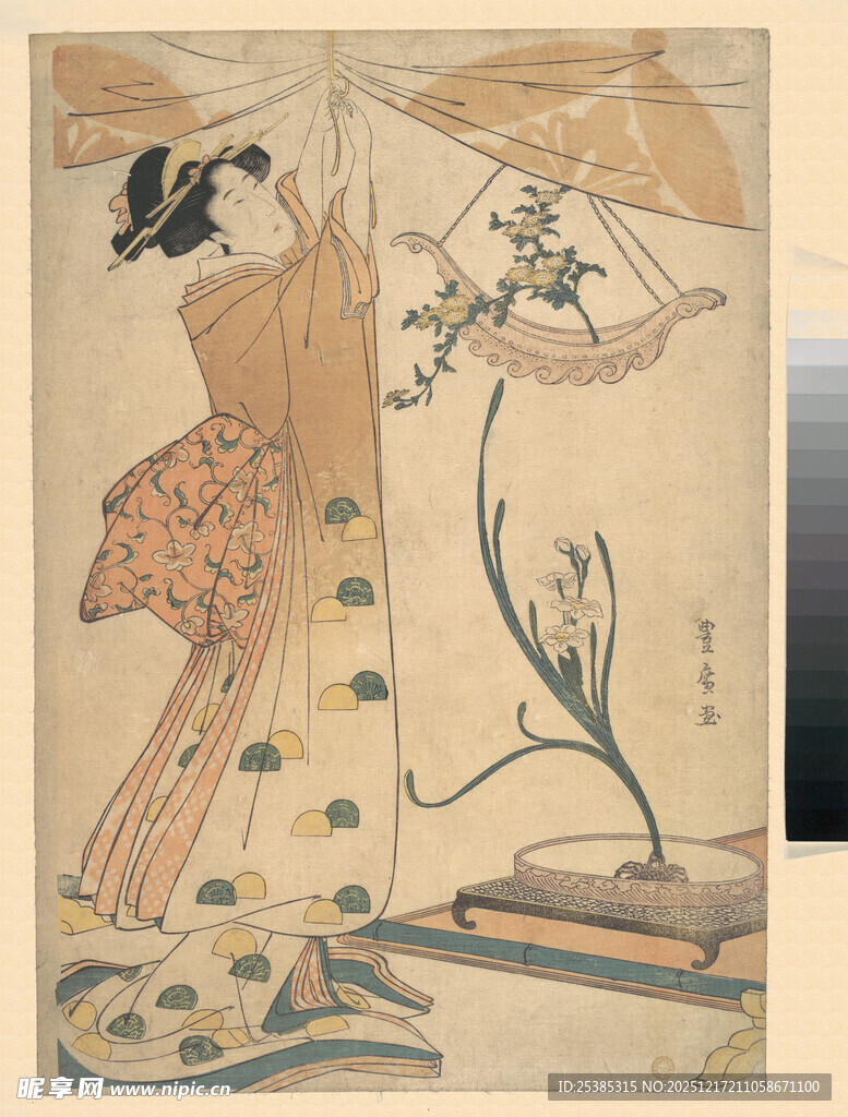 日本传统浮世绘人物画作