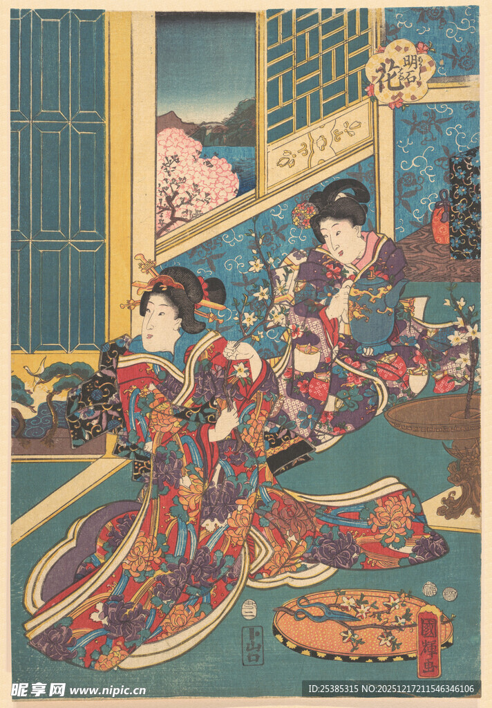 古代女子室内雅趣场景