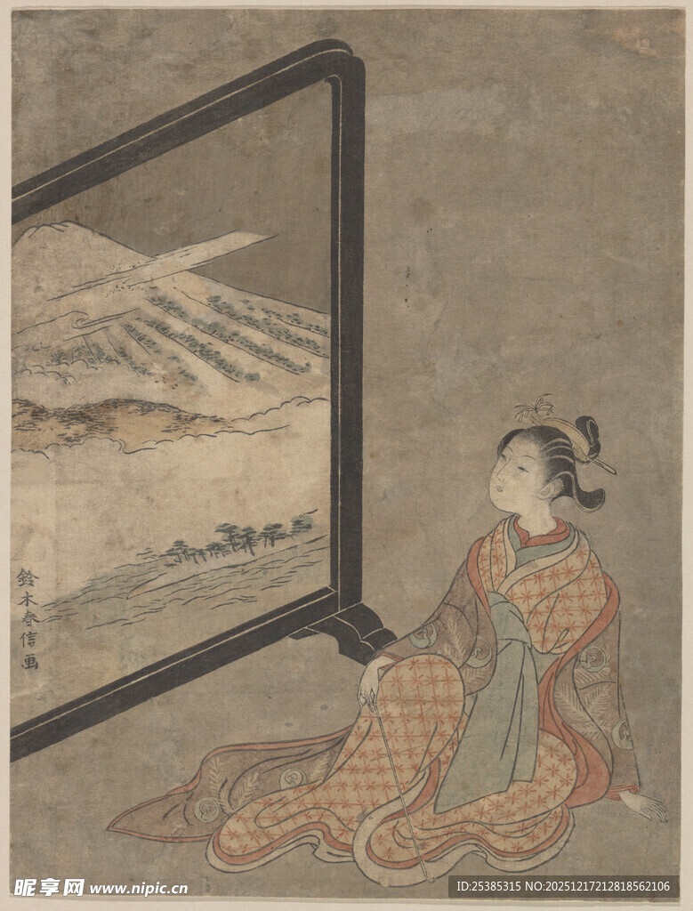 古代女子赏景图