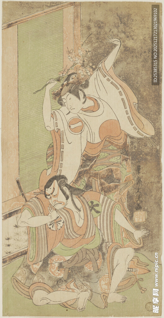 日本浮世绘武士战斗场景