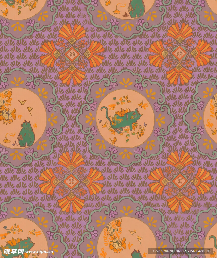 复古风几何花卉图案纹理