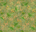 绿色背景上的多彩蝴蝶图案