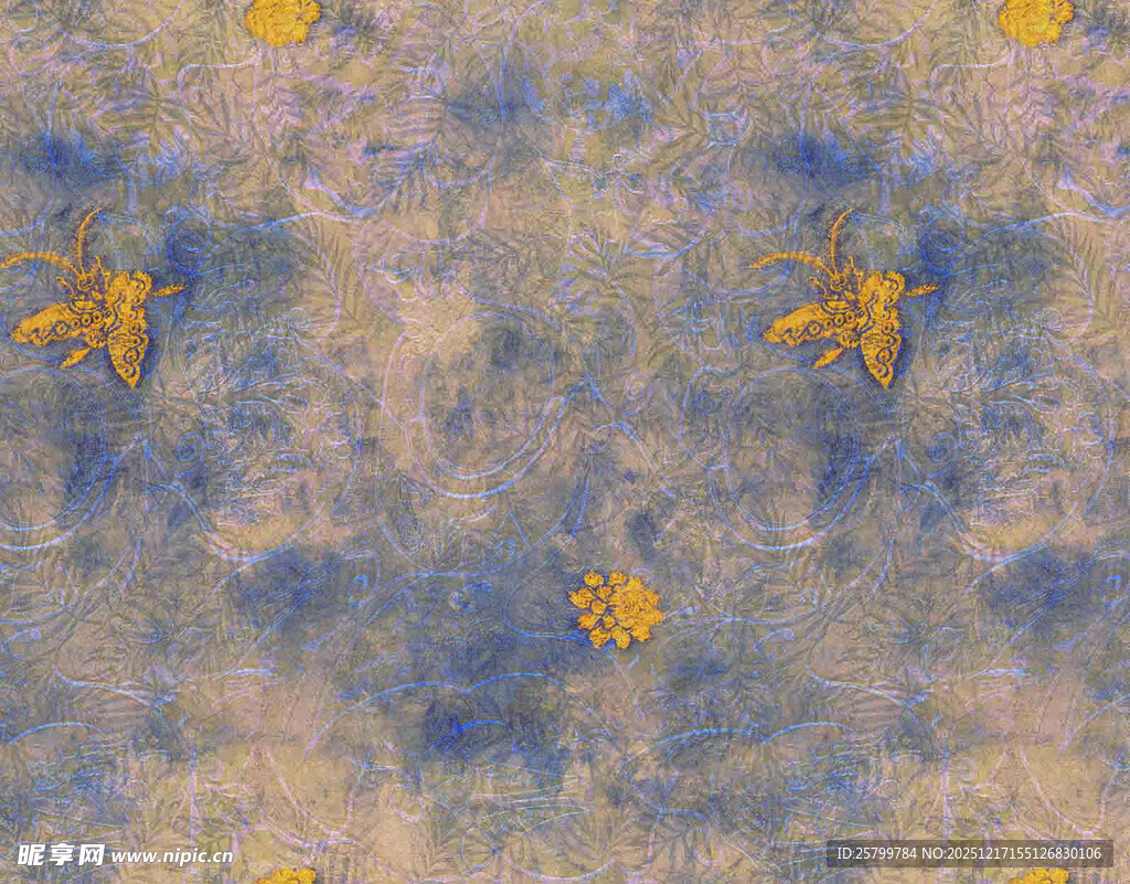 抽象蓝黄交织纹理图案