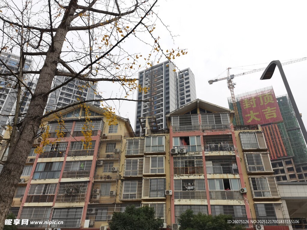 城市在建中的多层建筑