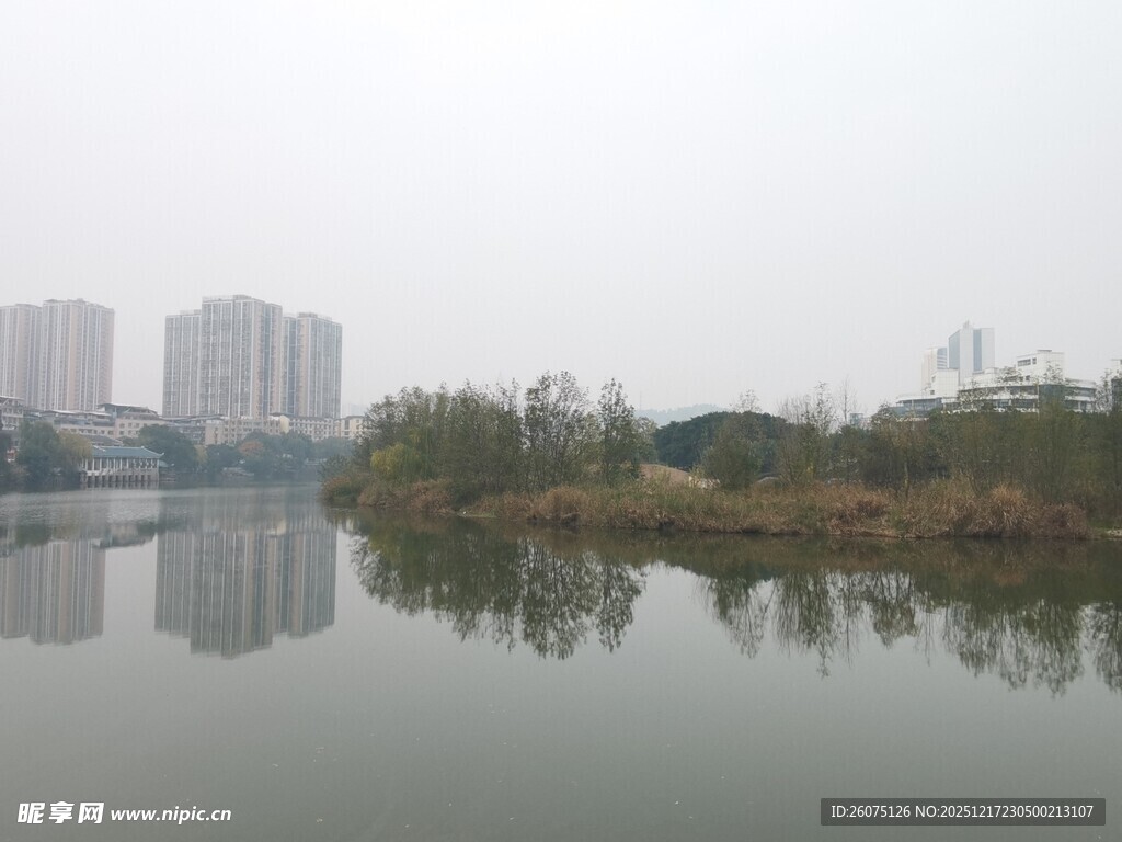 湖畔城市风光