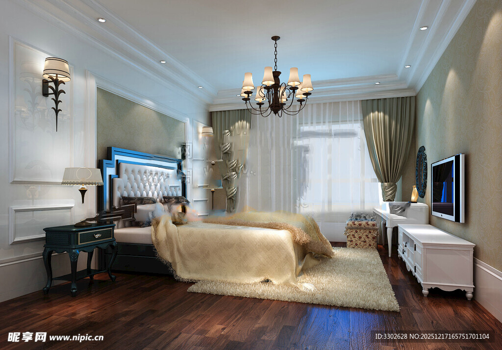 豪华欧式风格卧室展示