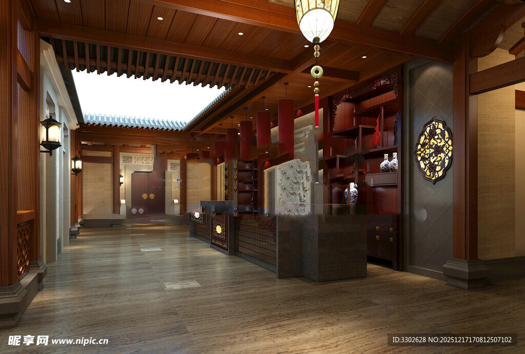 中式古风长廊室内空间