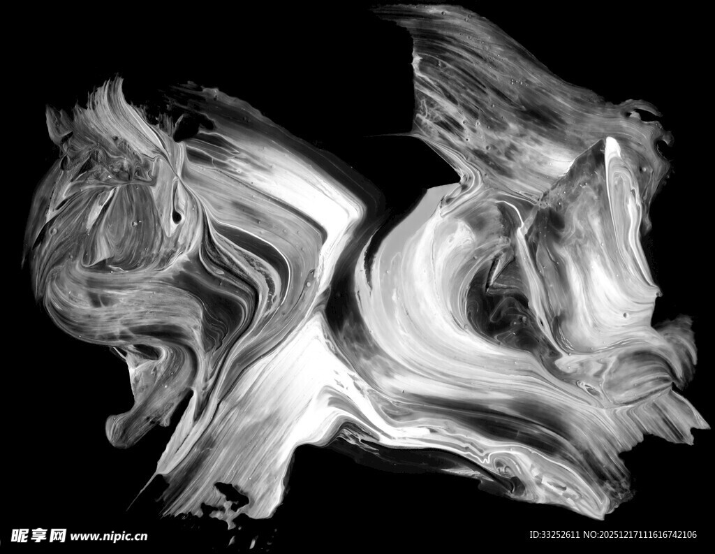 黑白水墨风格抽象艺术图案