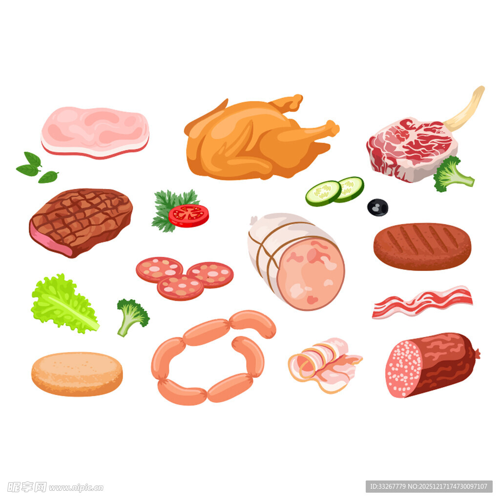 多样肉类食材集合