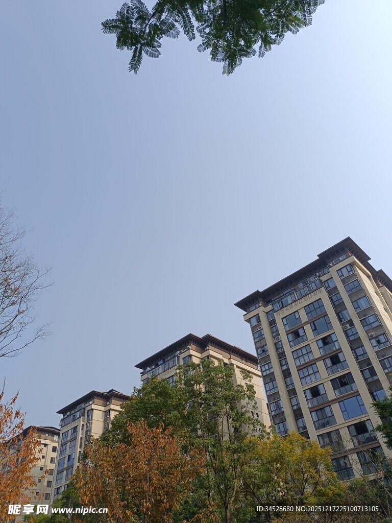 秋日小区建筑风景