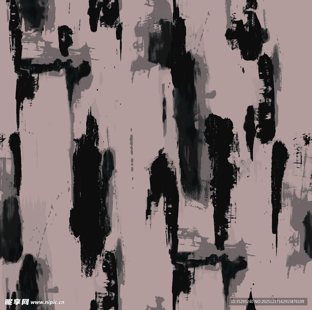 抽象水墨风格黑白艺术画