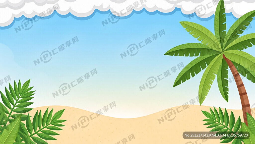 主体为插画风格夏季促销背景。上