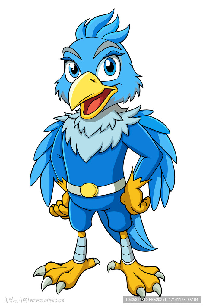 蓝色超级英雄飞鸟形象