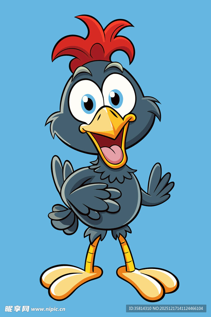 卡通黑公鸡形象