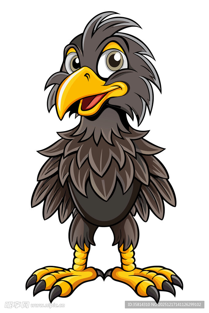 卡通形象的黑色老鹰