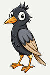 卡通黑羽鸟形象