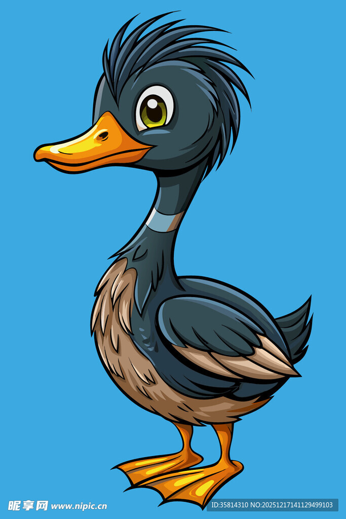卡通黑羽鸭子形象