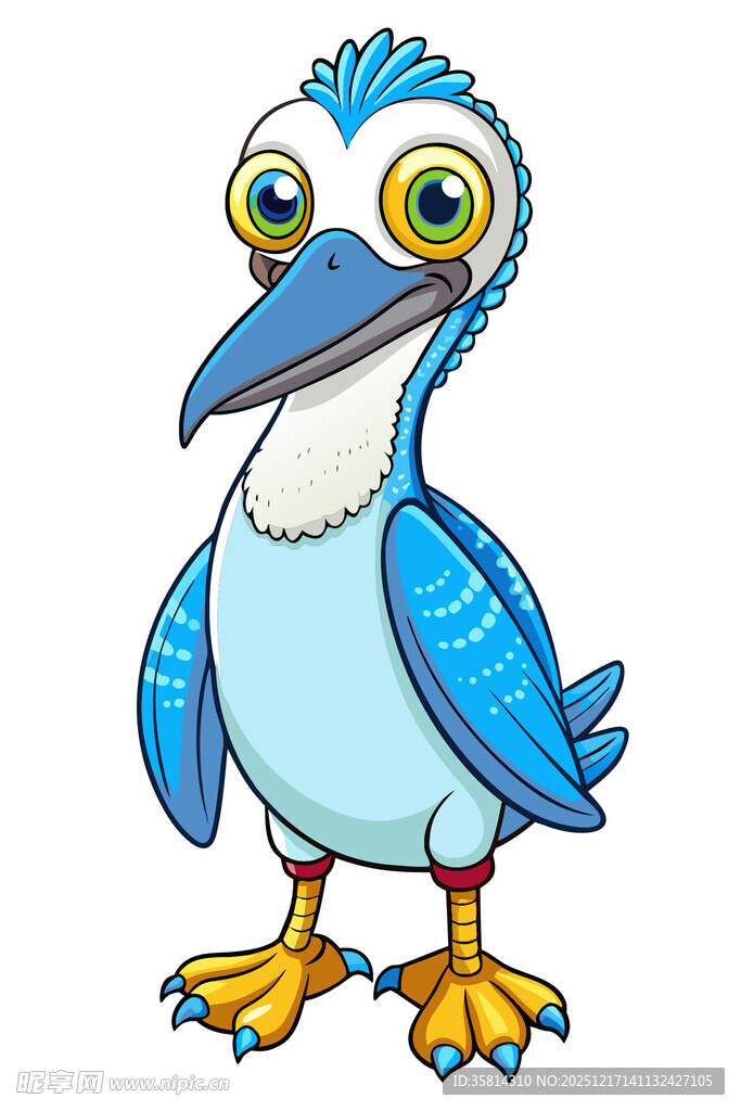 可爱蓝羽鸟卡通形象