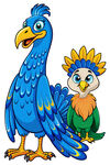 两只色彩艳丽的卡通鸟儿