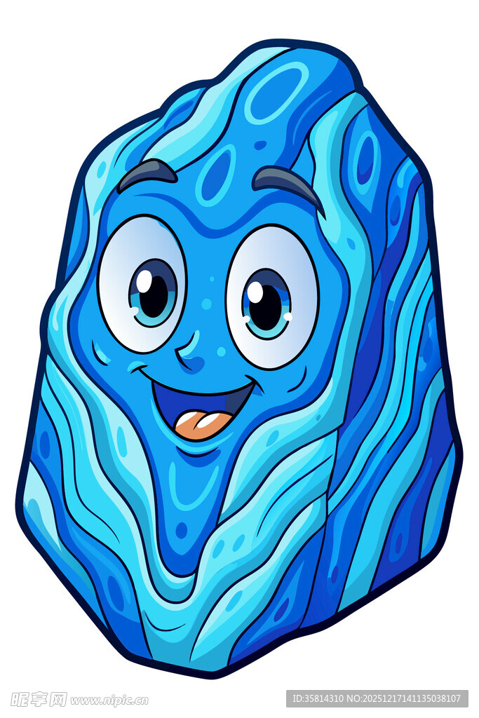 蓝色卡通微笑石头