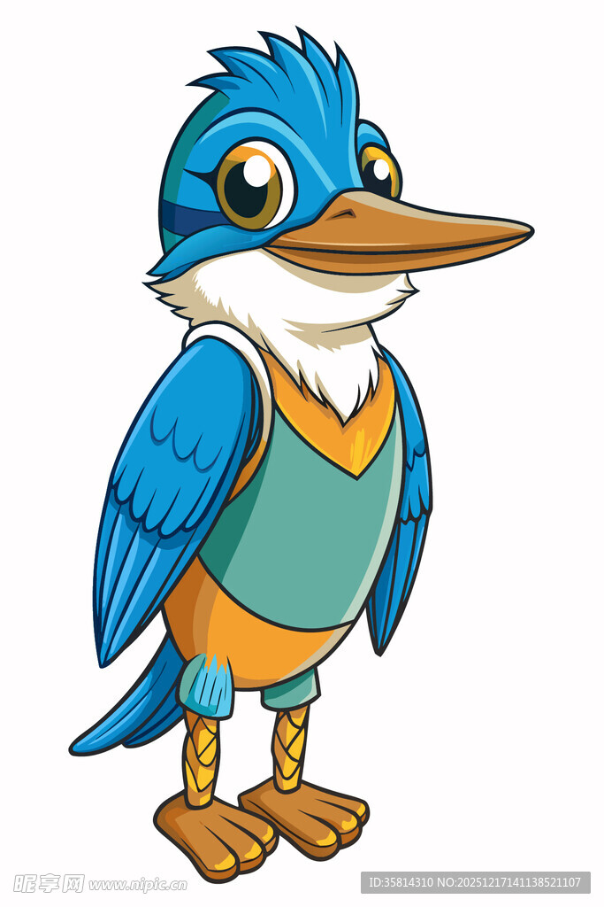 蓝色卡通小鸟形象