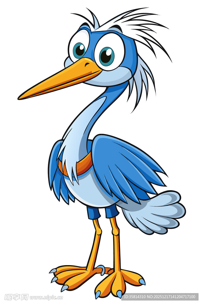 可爱蓝鹭卡通形象