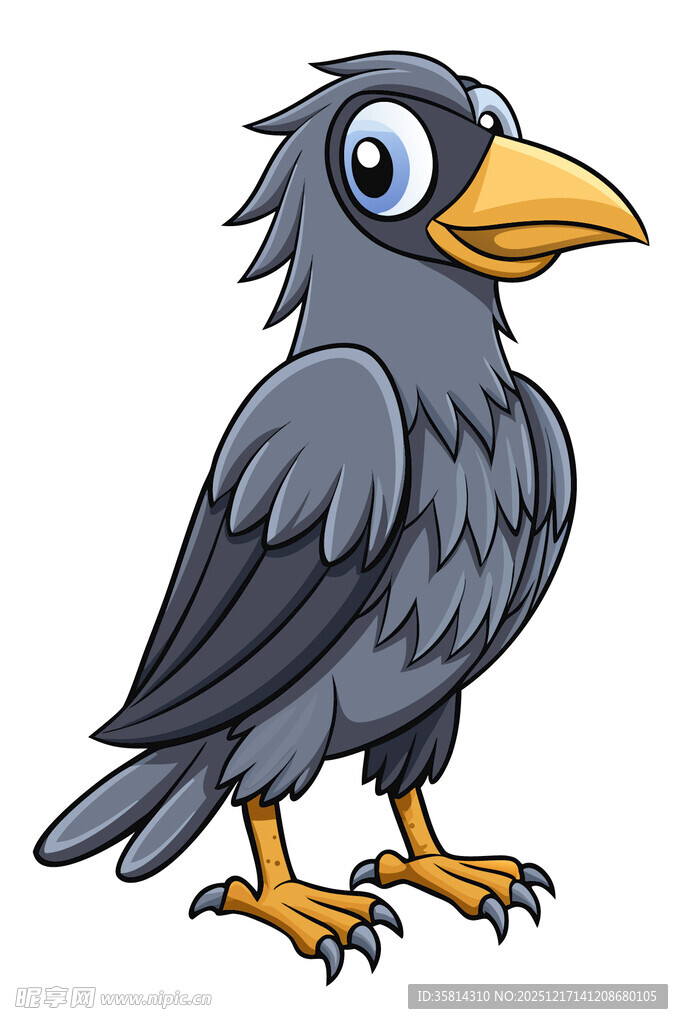 卡通形象的灰黑色乌鸦