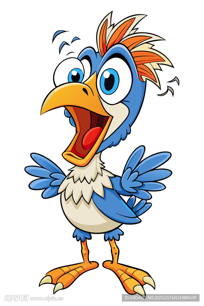 惊讶的卡通小鸟