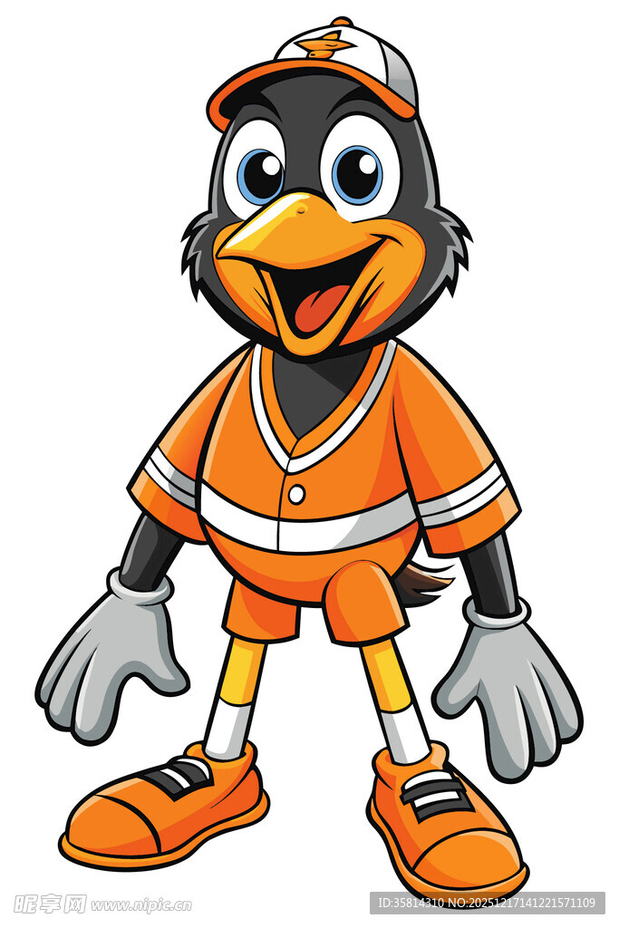 橙色运动装企鹅吉祥物