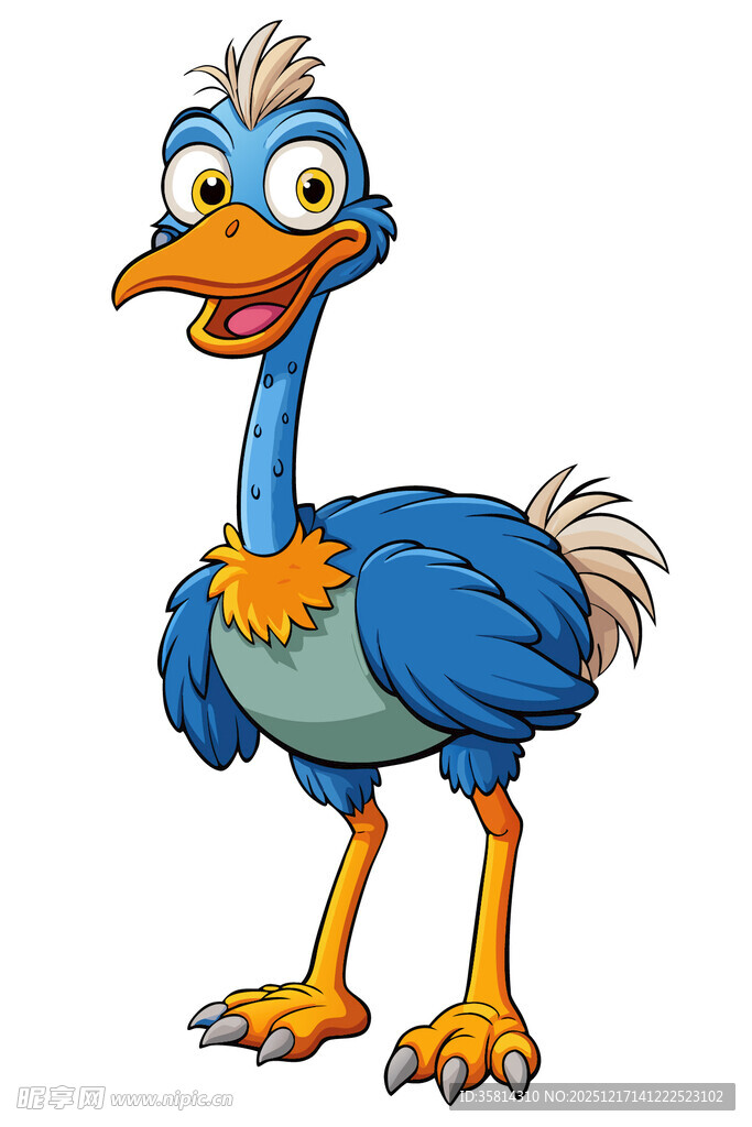 可爱蓝色卡通鸵鸟形象