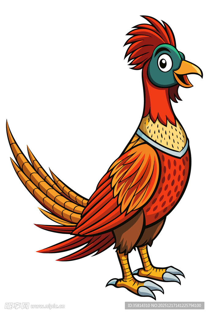彩色华丽公鸡插画