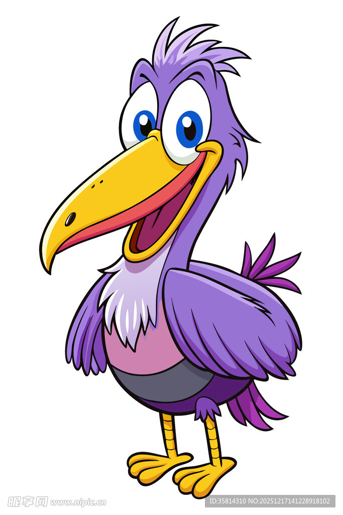 可爱紫色卡通鹦鹉形象