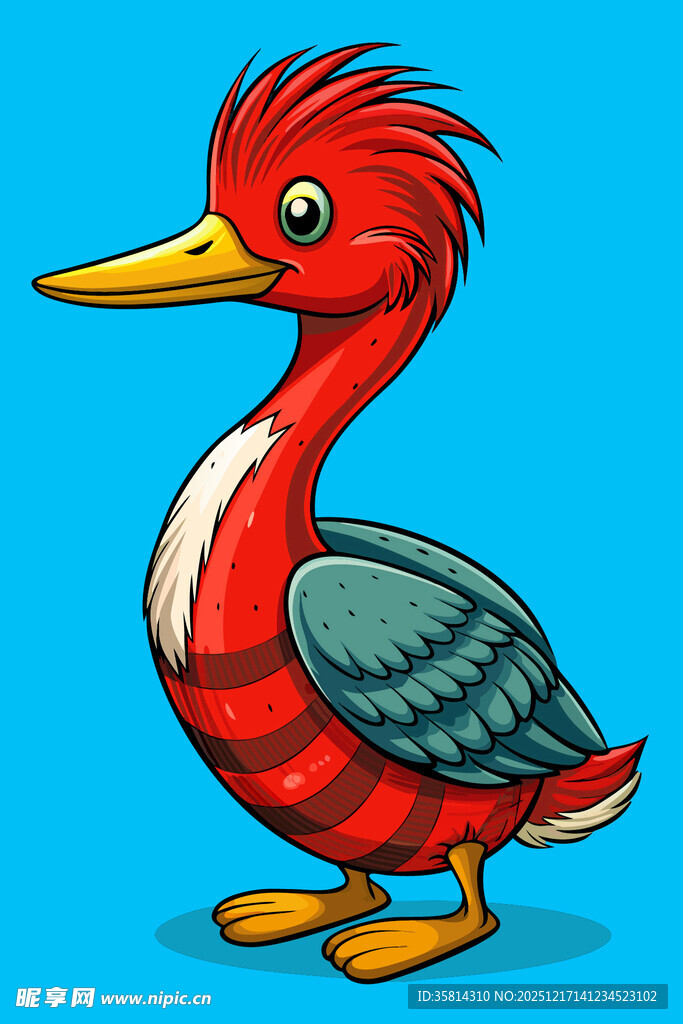 红色卡通鸭子插画