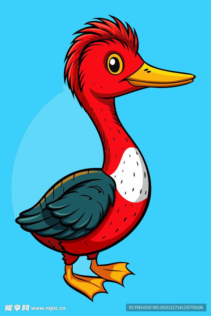 卡通红羽鸭子形象