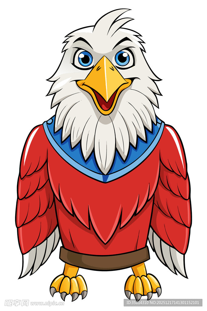 卡通红衣白头鹰形象