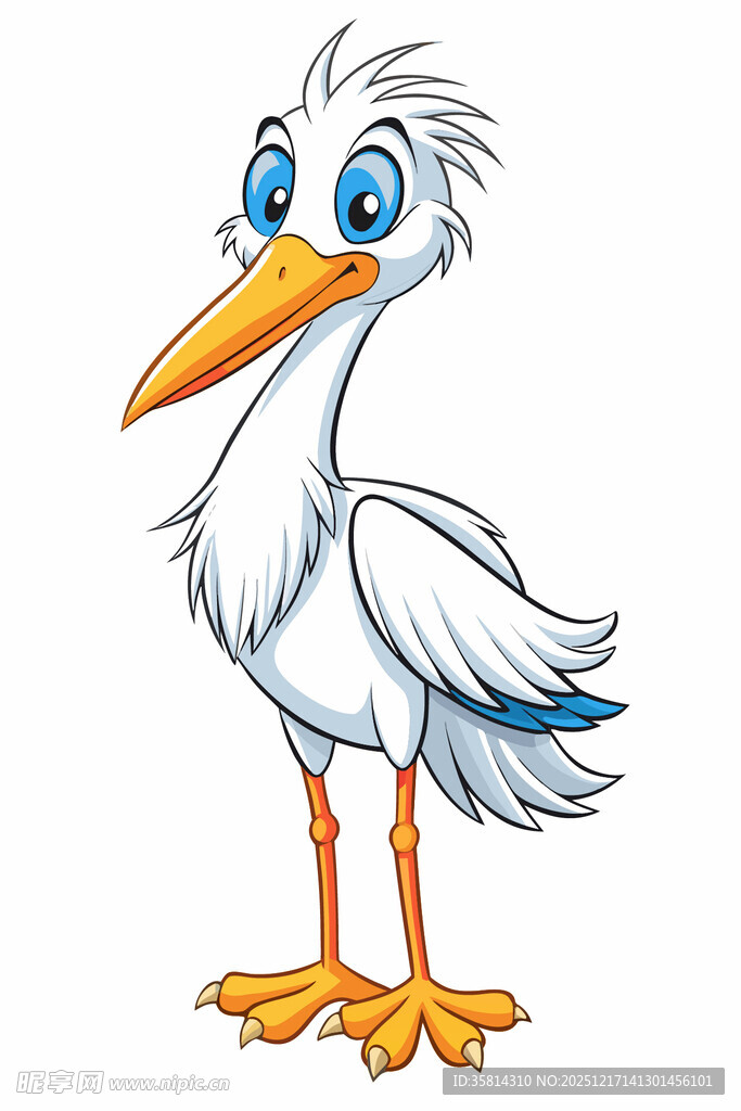 可爱卡通白鹳形象
