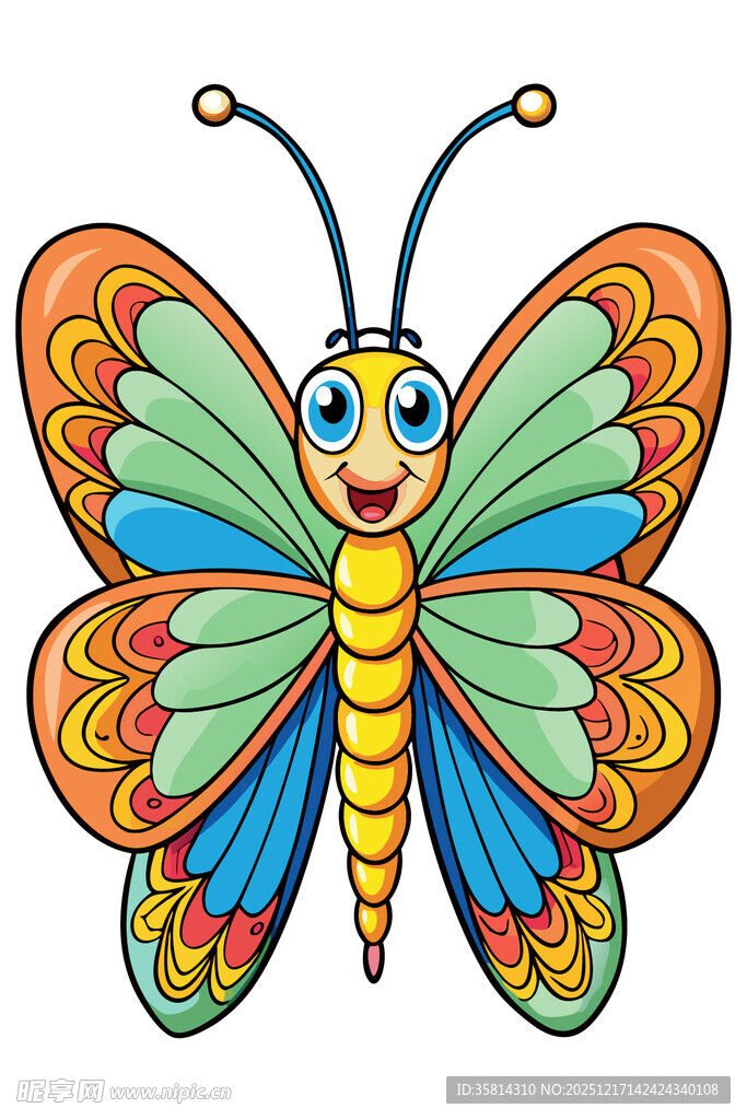 彩色卡通蝴蝶插画