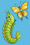 毛毛虫与蝴蝶的欢乐场景