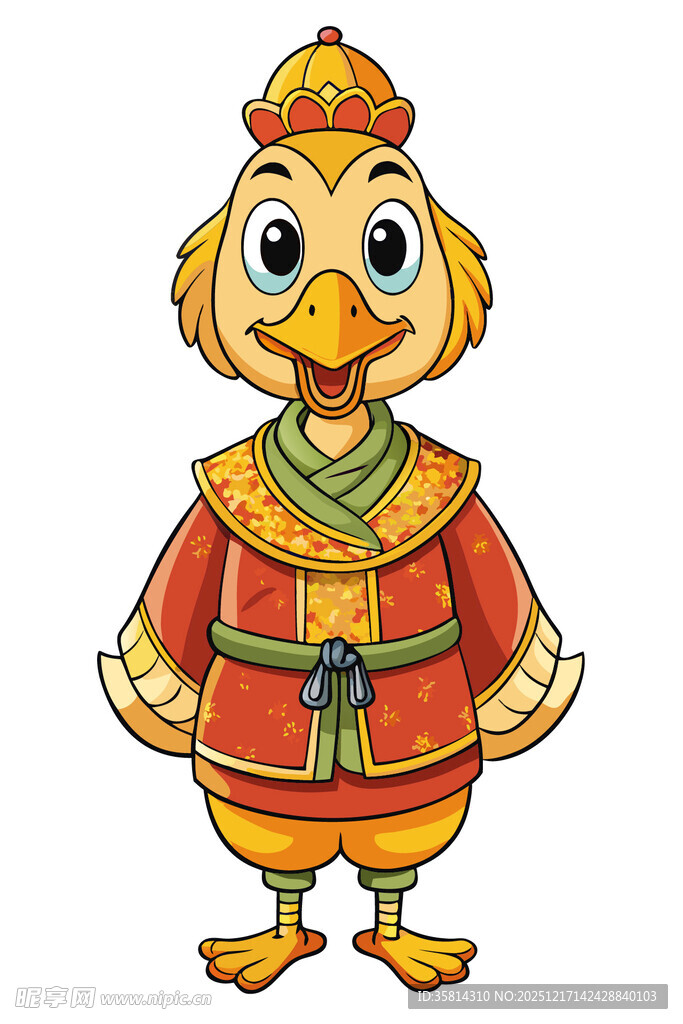 中式装扮的可爱卡通鸭子