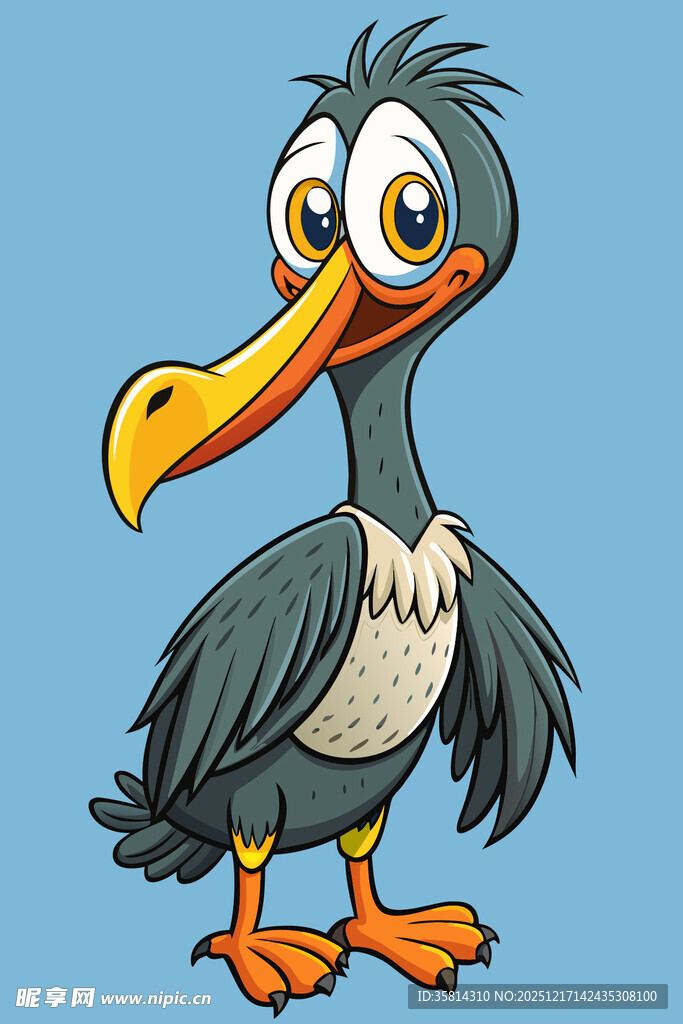 卡通长嘴鸟形象展示